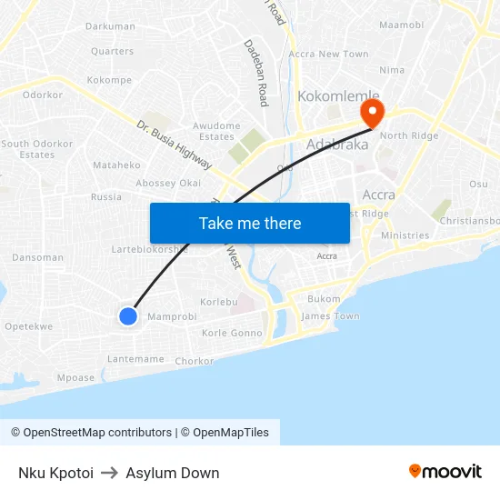 Nku Kpotoi to Asylum Down map