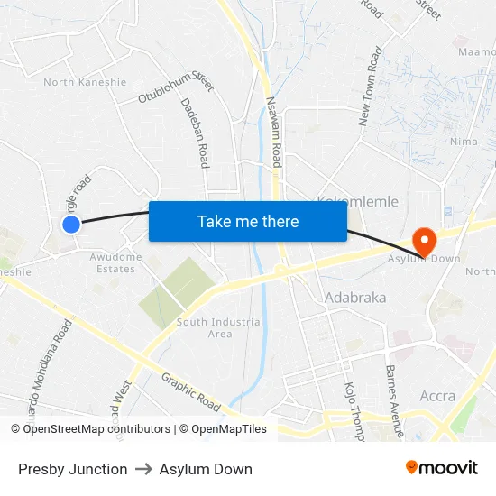 Presby Junction to Asylum Down map