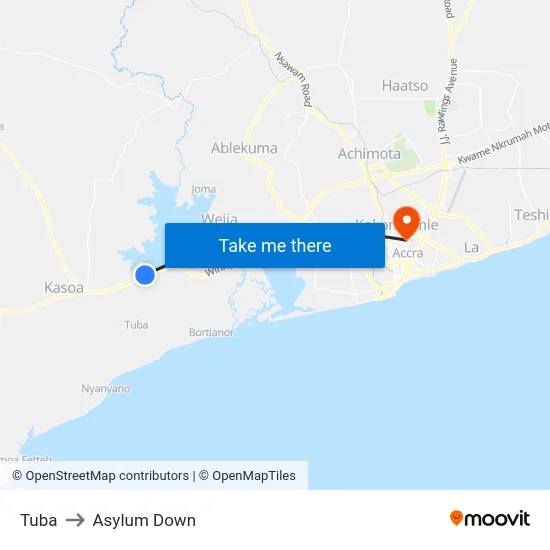 Tuba to Asylum Down map