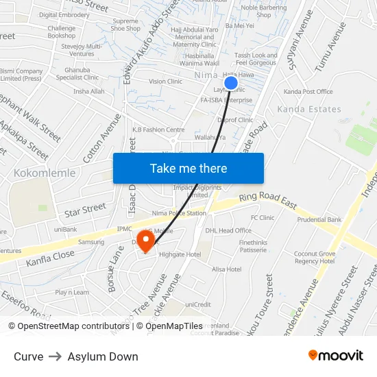 Curve to Asylum Down map