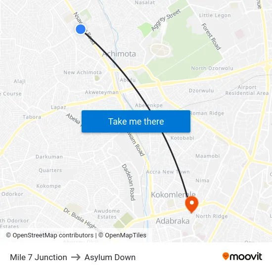 Mile 7 Junction to Asylum Down map