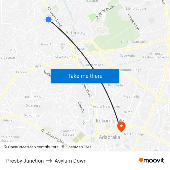 Presby Junction to Asylum Down map