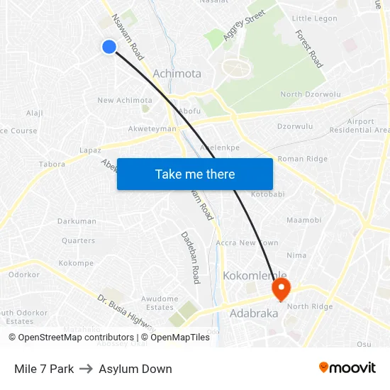 Mile 7 Park to Asylum Down map