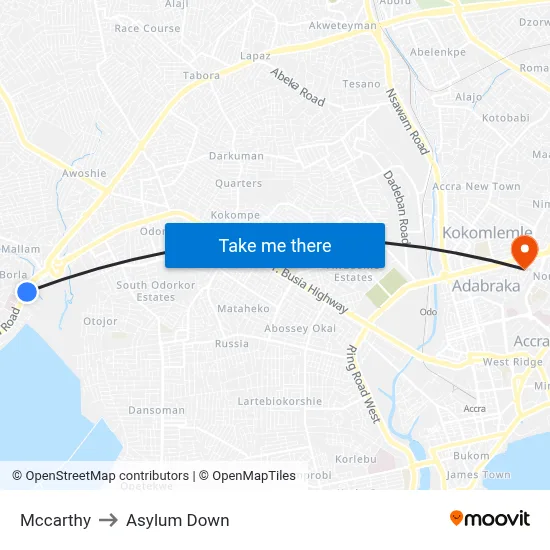 Mccarthy to Asylum Down map