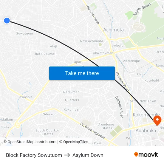 Block Factory Sowutuom to Asylum Down map