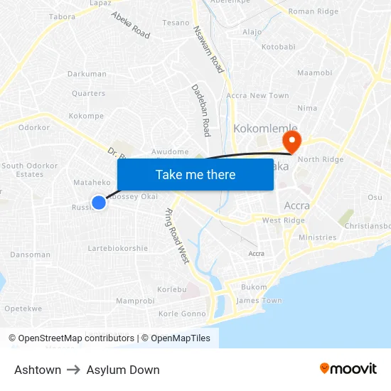 Ashtown to Asylum Down map