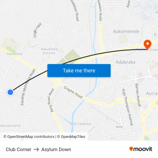 Club Corner to Asylum Down map