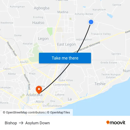 Bishop to Asylum Down map