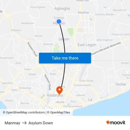 Manmay to Asylum Down map
