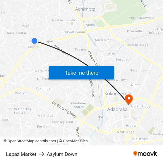 Lapaz Market to Asylum Down map