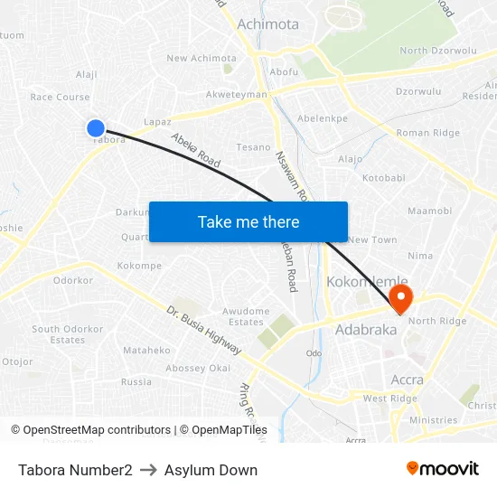 Tabora Number2 to Asylum Down map