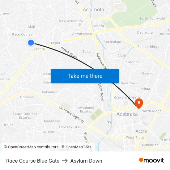 Race Course Blue Gate to Asylum Down map