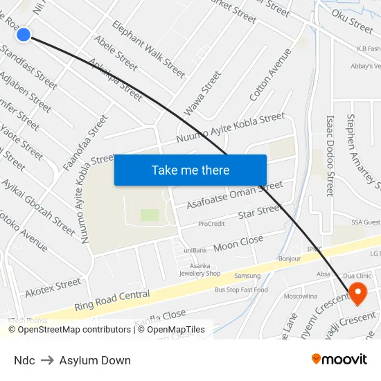 Ndc to Asylum Down map