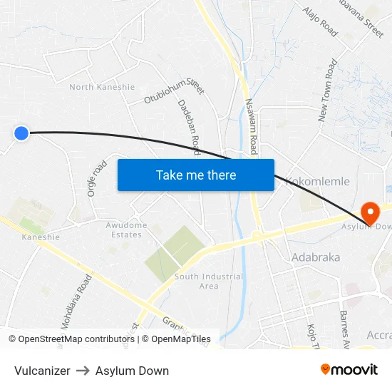 Vulcanizer to Asylum Down map