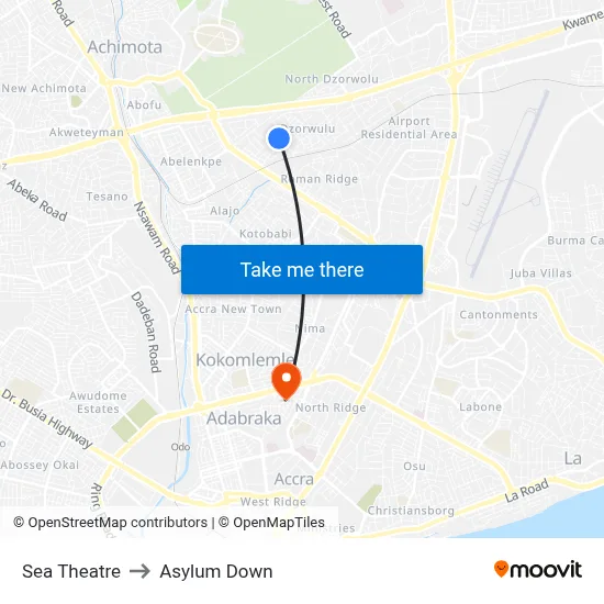 Sea Theatre to Asylum Down map