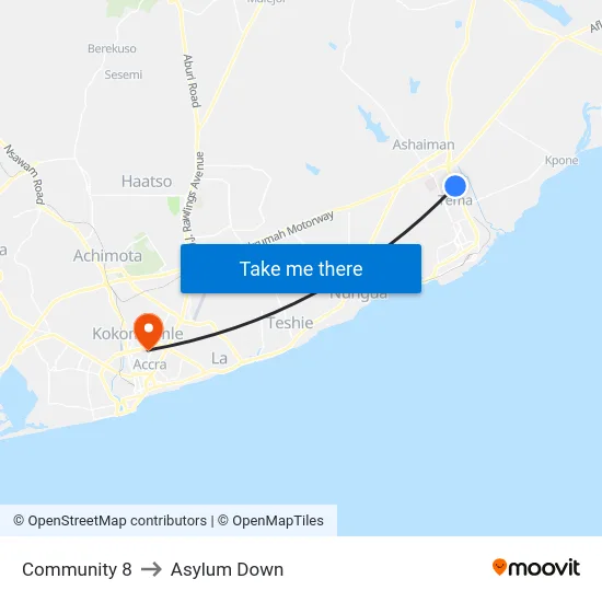 Community 8 to Asylum Down map