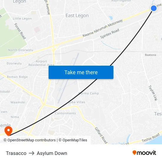 Trasacco to Asylum Down map