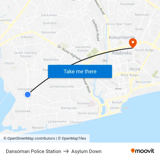 Dansoman Police Station to Asylum Down map