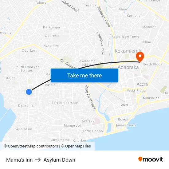 Mama's Inn to Asylum Down map