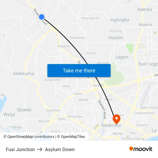 Fusi Junction to Asylum Down map