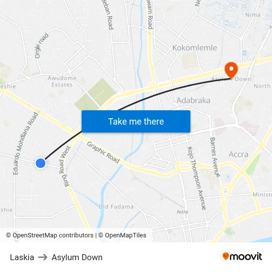 Laskia to Asylum Down map