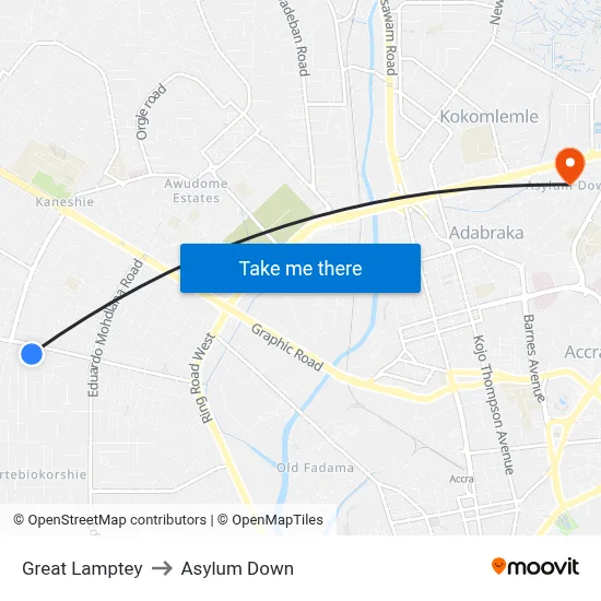 Great Lamptey to Asylum Down map