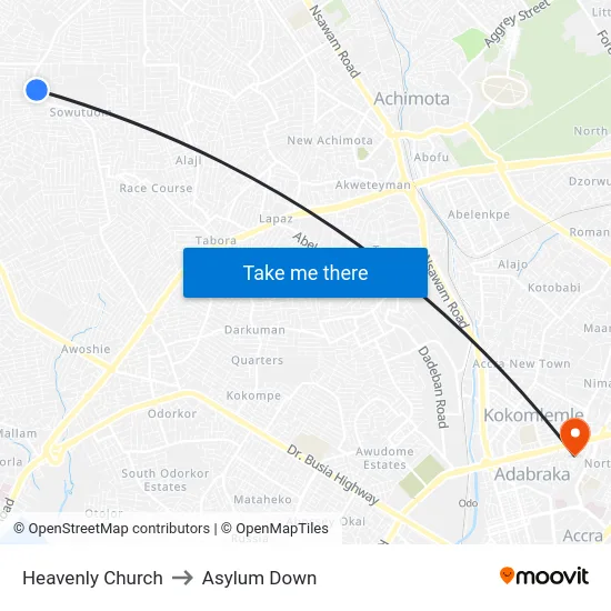 Heavenly Church to Asylum Down map