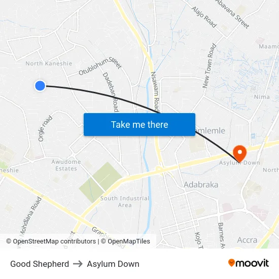 Good Shepherd to Asylum Down map