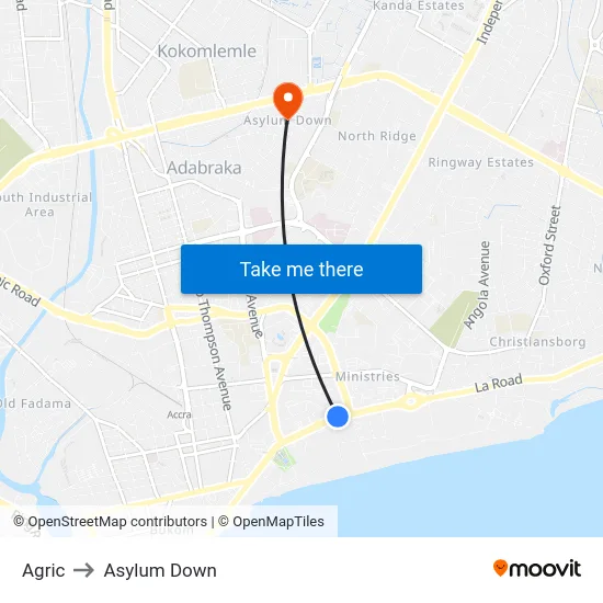 Agric to Asylum Down map