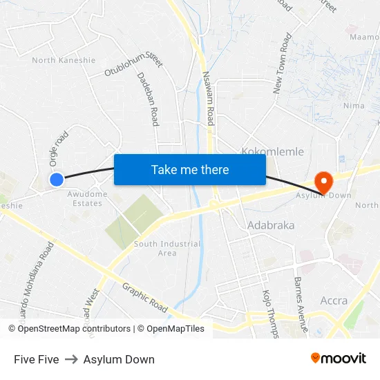 Five Five to Asylum Down map