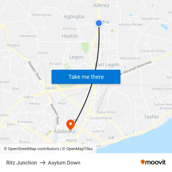 Ritz Junction to Asylum Down map