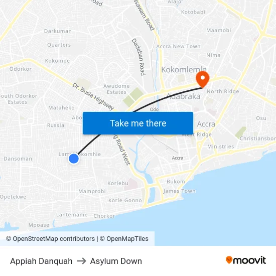 Appiah Danquah to Asylum Down map