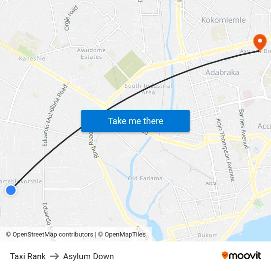 Taxi Rank to Asylum Down map