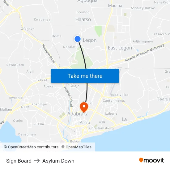 Sign Board to Asylum Down map
