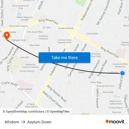 Afridom to Asylum Down map