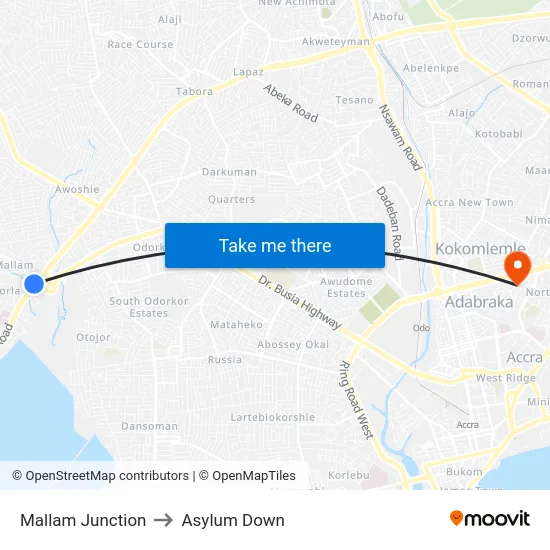 Mallam Junction to Asylum Down map