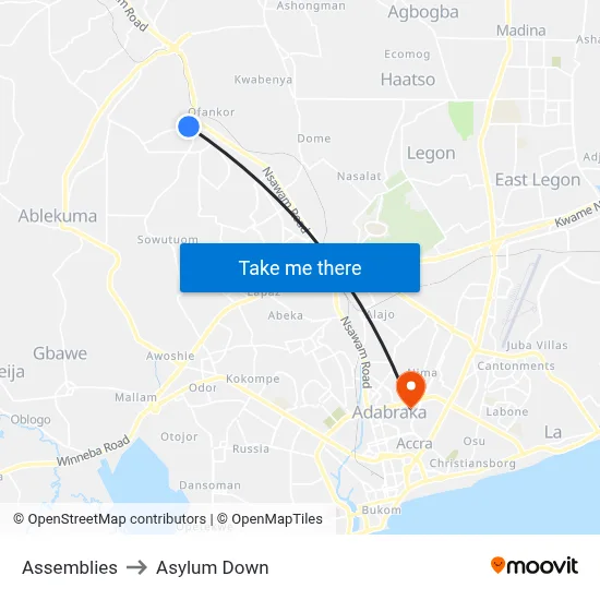 Assemblies to Asylum Down map