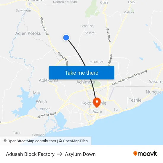 Adusah Block Factory to Asylum Down map