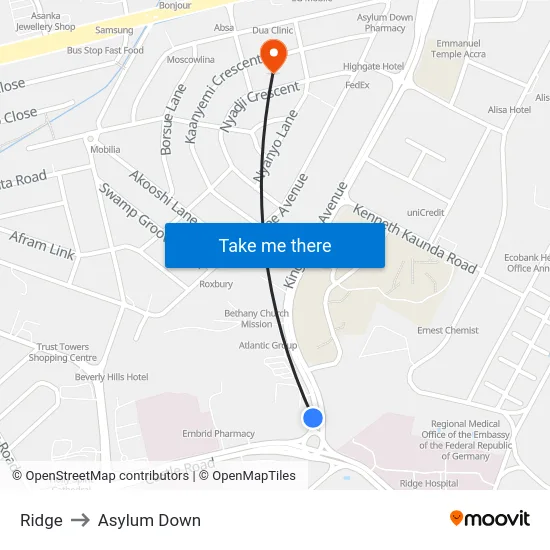 Ridge to Asylum Down map