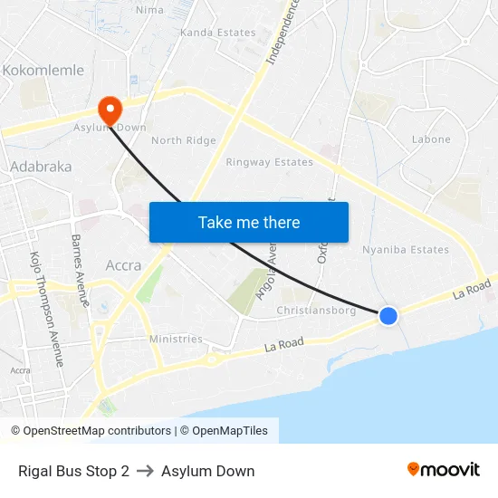 Rigal Bus Stop 2 to Asylum Down map