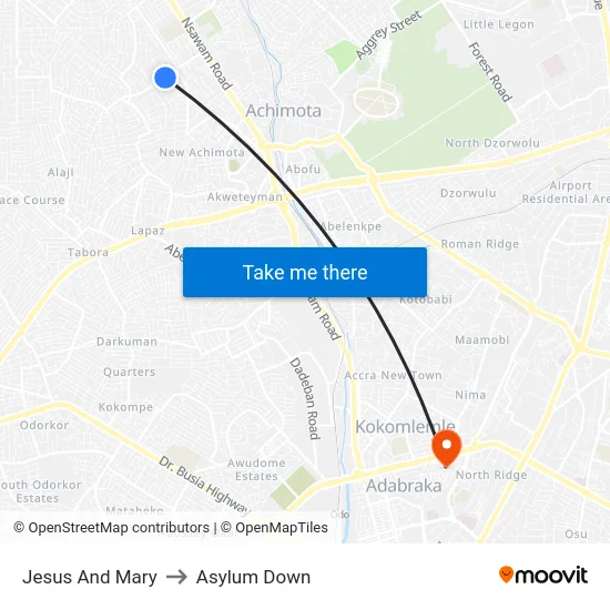 Jesus And Mary to Asylum Down map