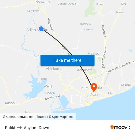 Rafiki to Asylum Down map
