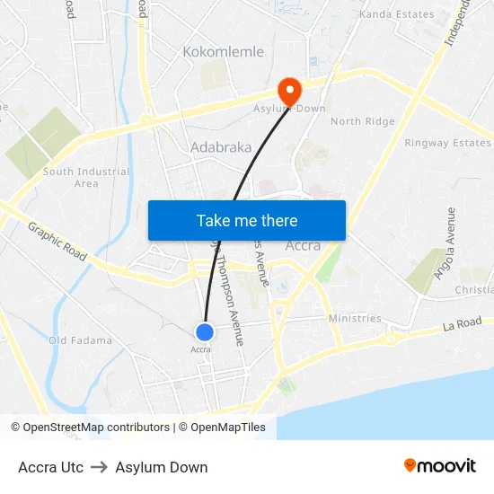 Accra Utc to Asylum Down map