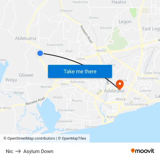 Nic to Asylum Down map