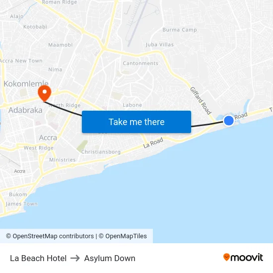 La Beach Hotel to Asylum Down map