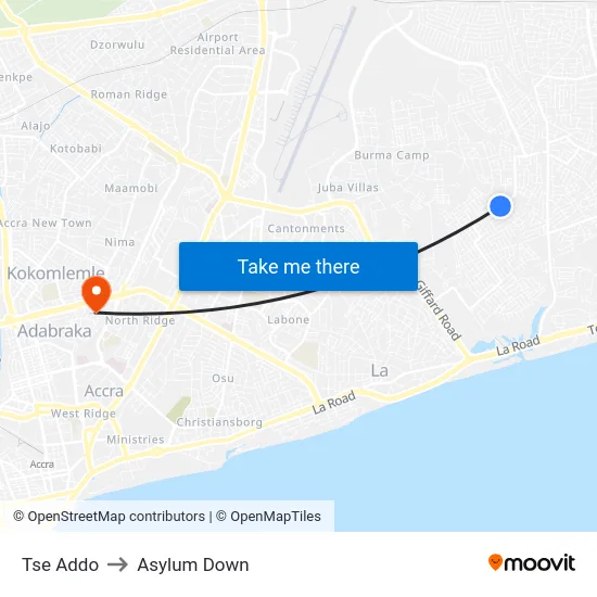 Tse Addo to Asylum Down map