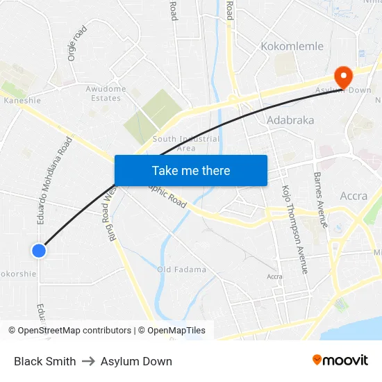 Black Smith to Asylum Down map