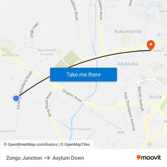 Zongo Junction to Asylum Down map
