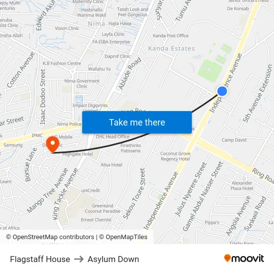 Flagstaff House to Asylum Down map
