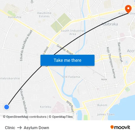 Clinic to Asylum Down map